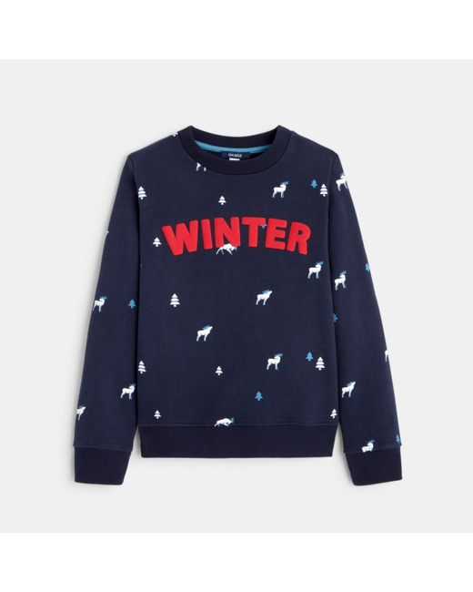 Sweat-shirt à motifs imprimés bleu garçon
