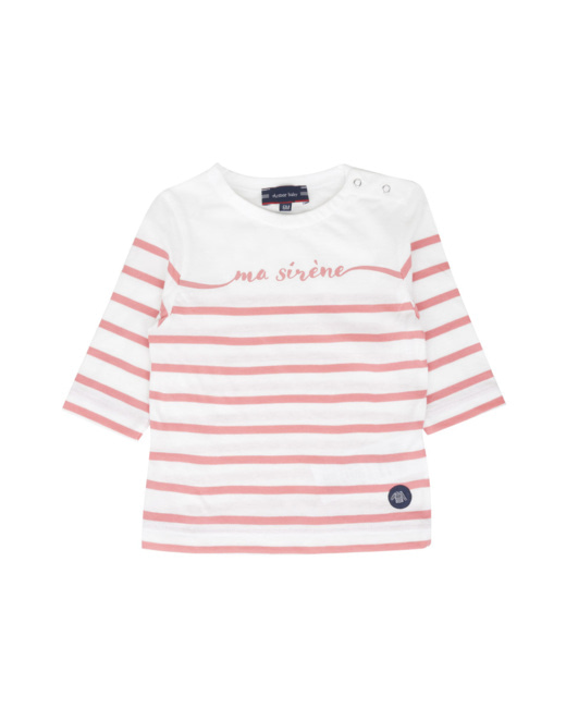 Marinière "ma sirène" Baby - coton léger - Milk/Lantana