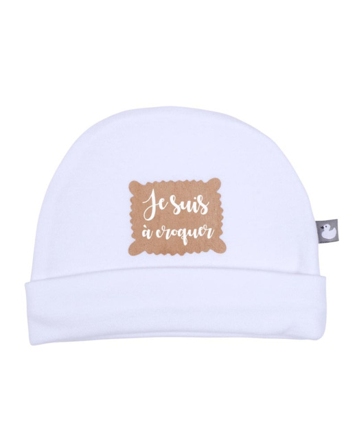 Bonnet double pur coton Je suis à croquer