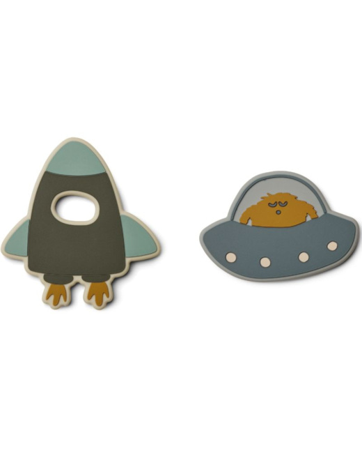 Lot de 2 anneaux de dentition en silicone Gia Space