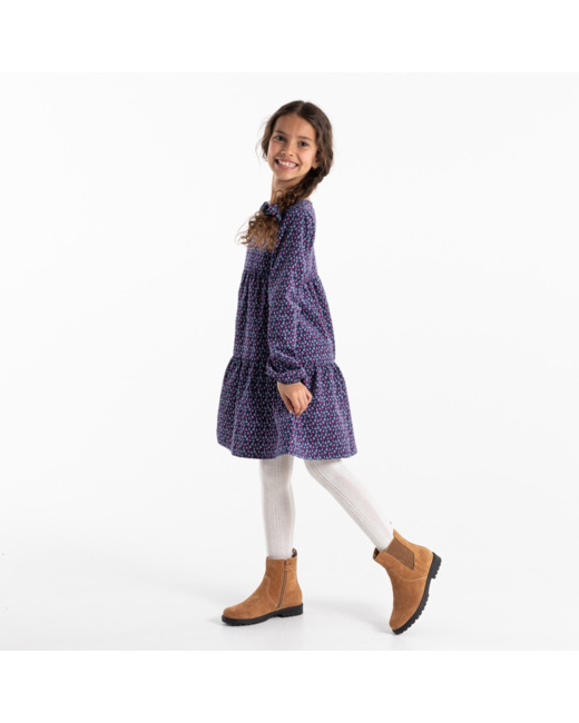 Robe évasée en velours imprimé