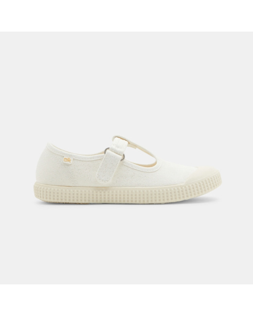 Ballerines toile forme salomé blanches fille