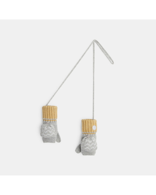 Moufles mitaines en maille jacquard grises fille