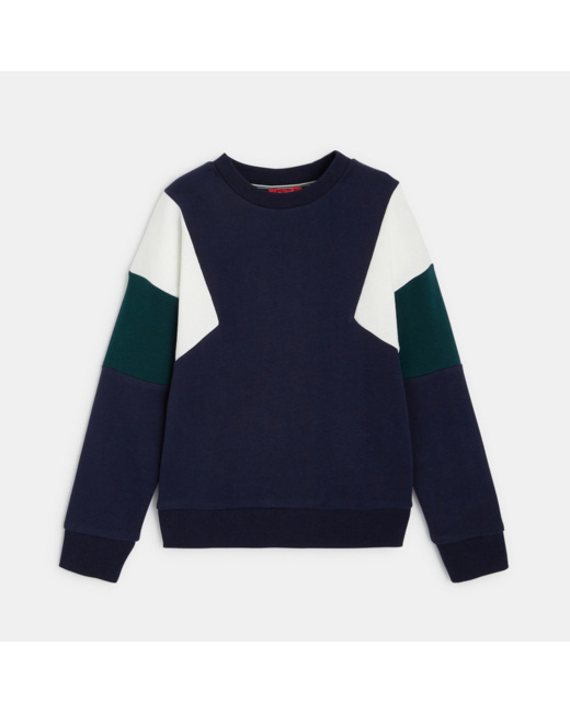 Sweat-shirt colorblock bleu garçon