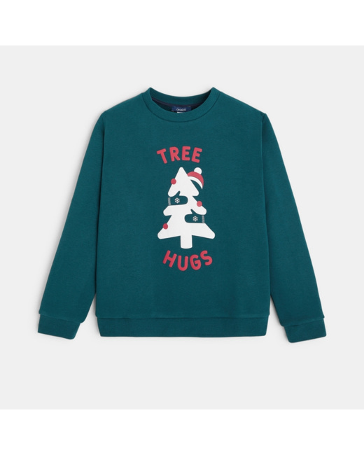 Sweat-shirt de Noël motif sapin vert garçon