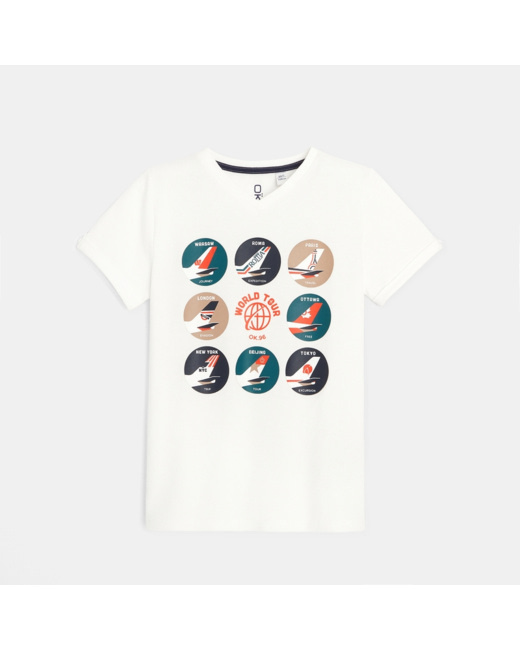 T-shirt manches courtes motif avion blanc garçon