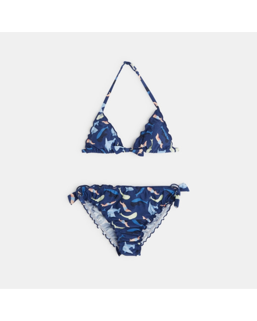 Maillot de bain bikini imprimé bleu fille