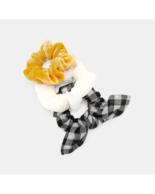 Chouchou en tissu (lot de 3) jaune fille