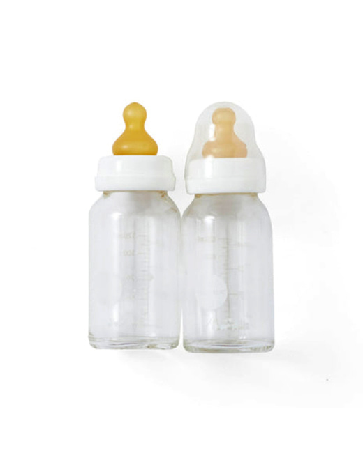 Lot 2 biberons en verre et tétines 120ml