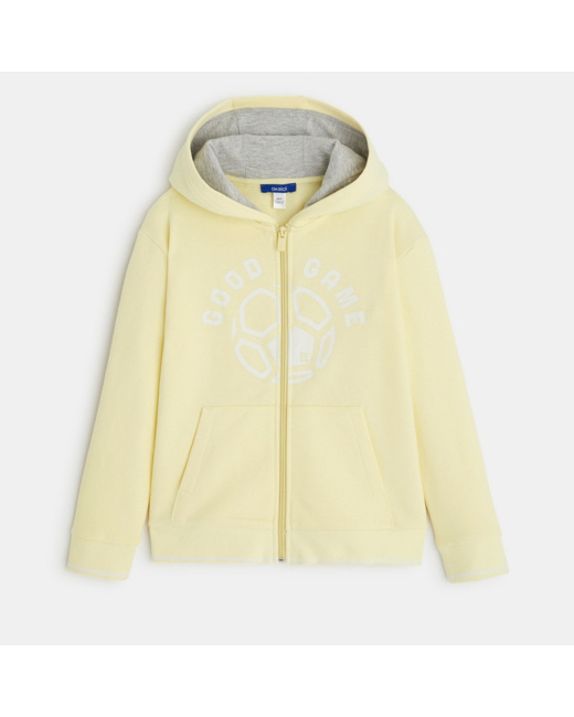 Sweat zippé à capuche molleton jaune garçon
