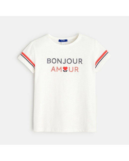 T-shirt à message blanc fille