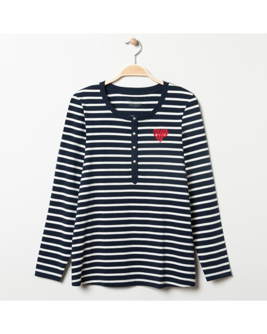 T-shirt manches longues homewear de grossesse rayé