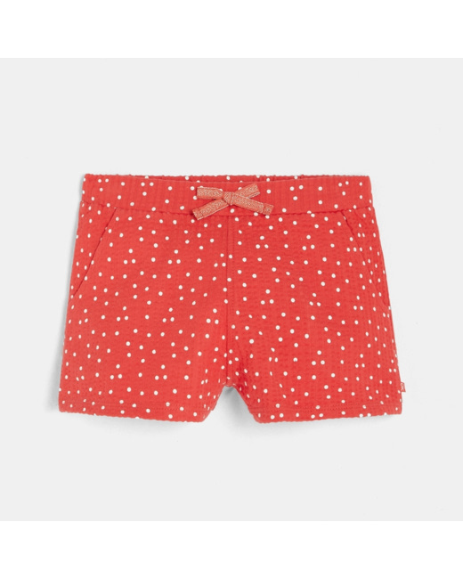 Short en molleton gaufré rouge fille