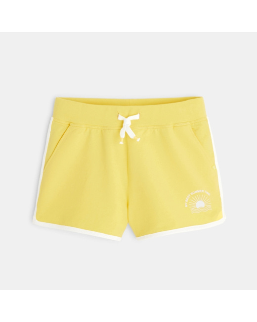 Short uni en jersey doux jaune fille