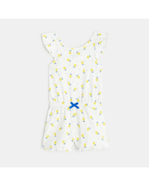 Combishort imprimé motif "petits citrons" jaune fille