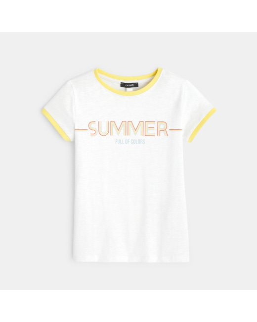 T-shirt à message "Summer" jaune fille
