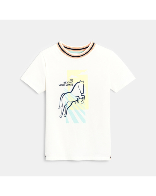 T-shirt à col côtelé blanc garçon