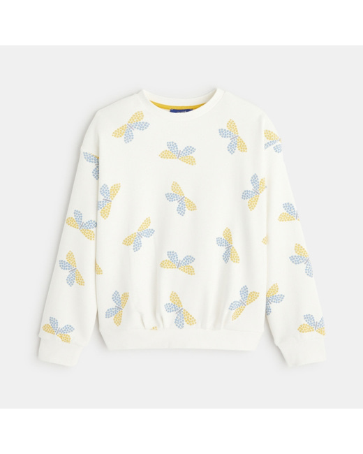 Sweat-shirt motif papillon jaune fille