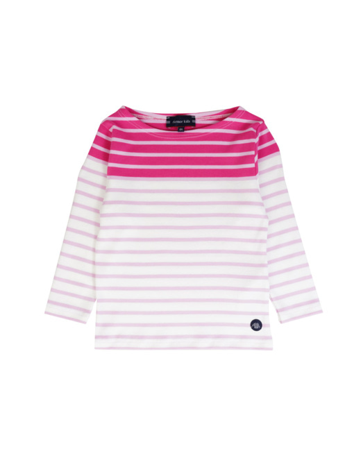 Marinière bicolore - coton épais - Fucsia/Mauve Rose/Milk
