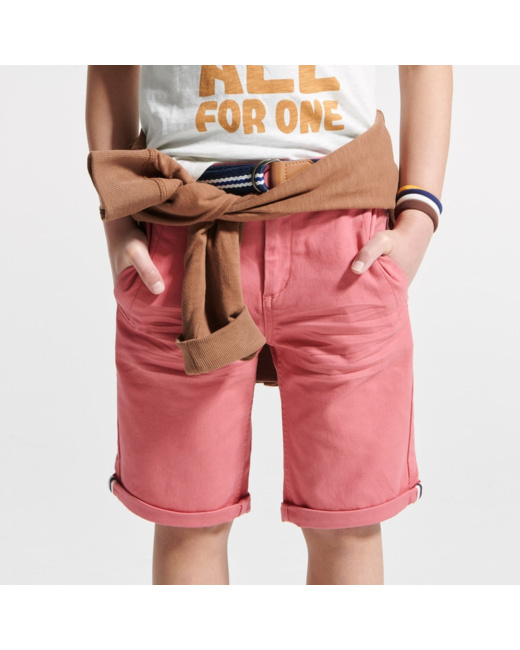 Bermuda slim en toile unie rose garçon