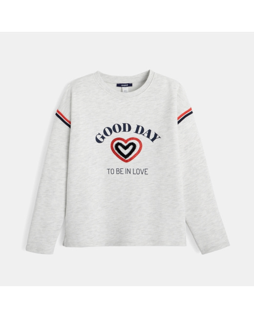 Sweat à message Good Day gris fille