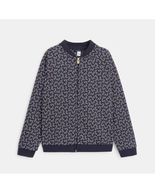 Sweat-shirt zippé imprimé bleu fille