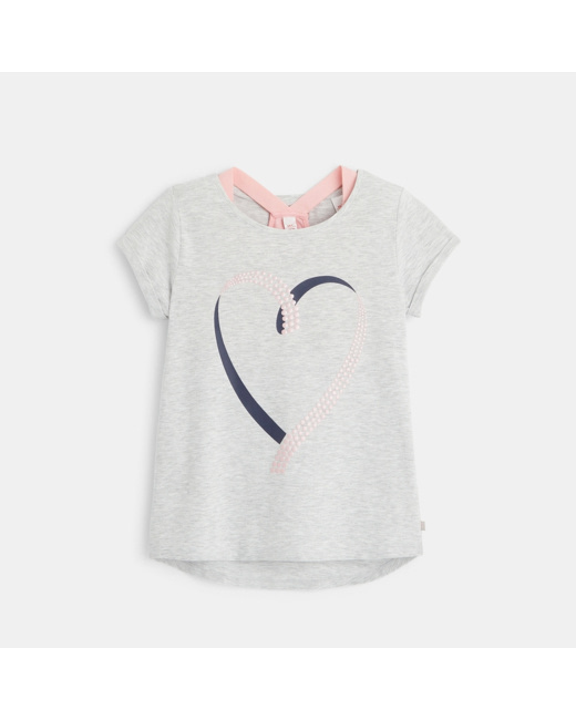 T-shirt sport effet 2-en-1 motif coeur gris fille