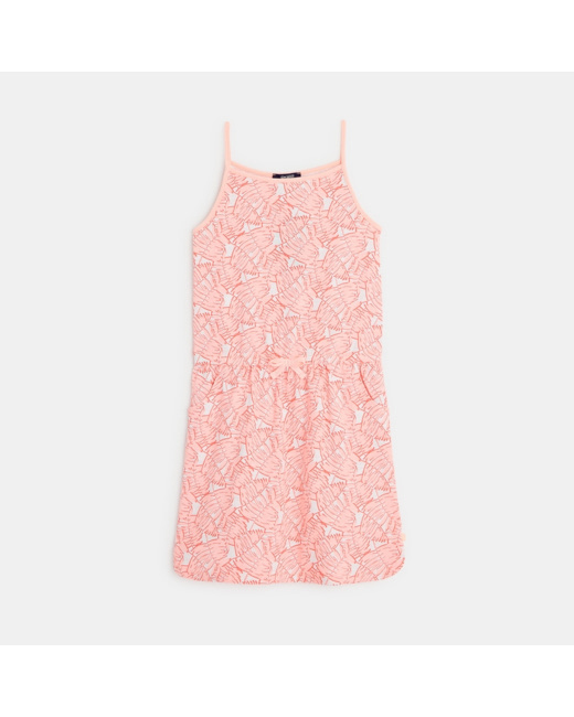 Robe à fines bretelles en jersey rose fille