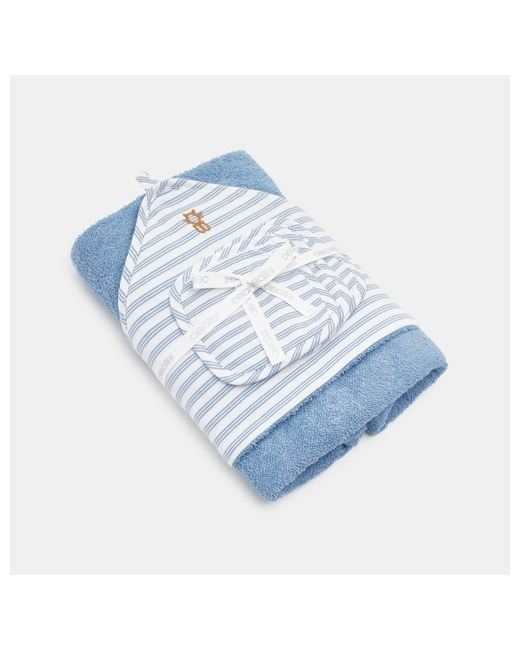 Ensemble cape de bain et carrés rayés