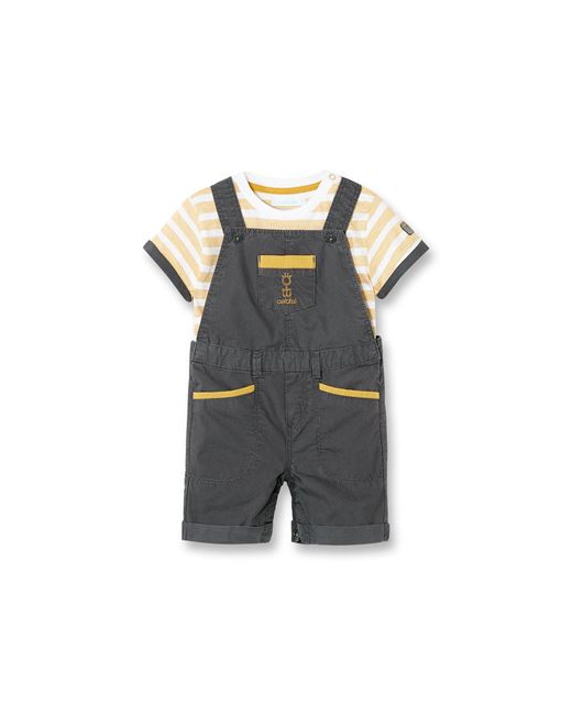 Salopette courte + T-shirt rayé