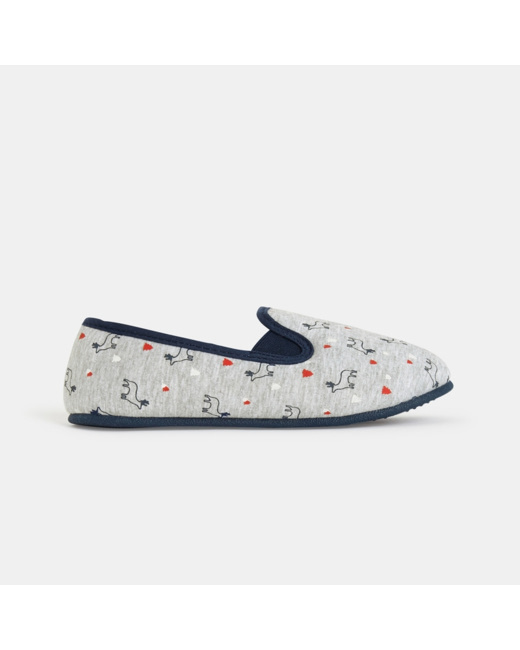Chaussons fourrés et imprimés gris garçon