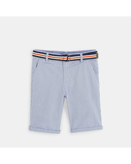 Bermuda rayé hyper stretch bleu garçon