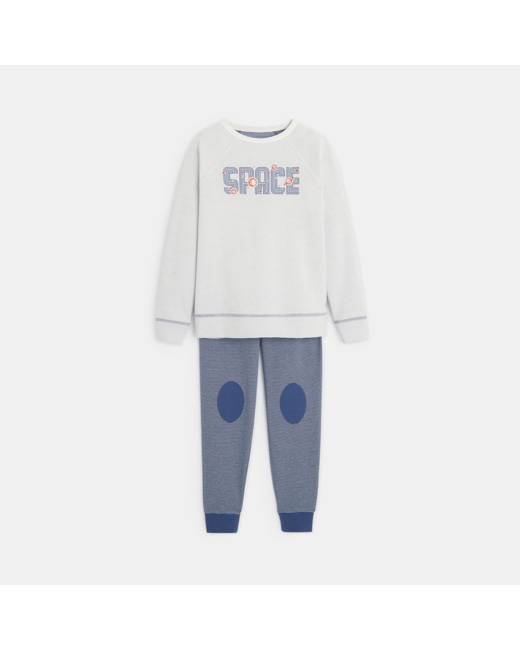 Pyjama 2 pièces en jersey à message Space blanc garçon