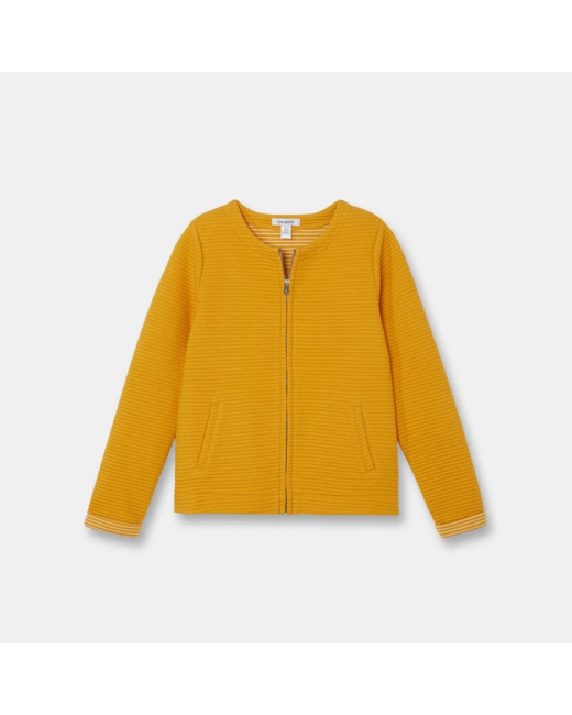 Sweat-shirt côtelé jaune fille