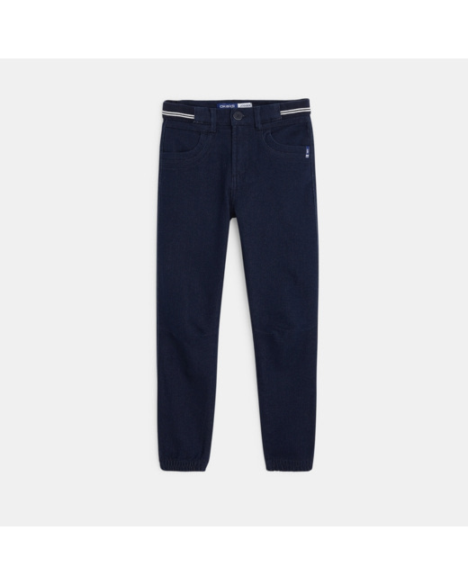 Pantalon carrot en toile bleu garçon