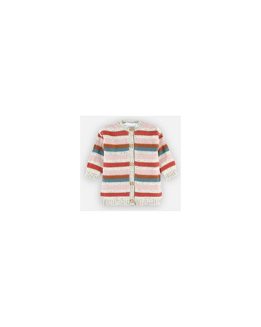 Cardigan long rayé en tricoloudoux