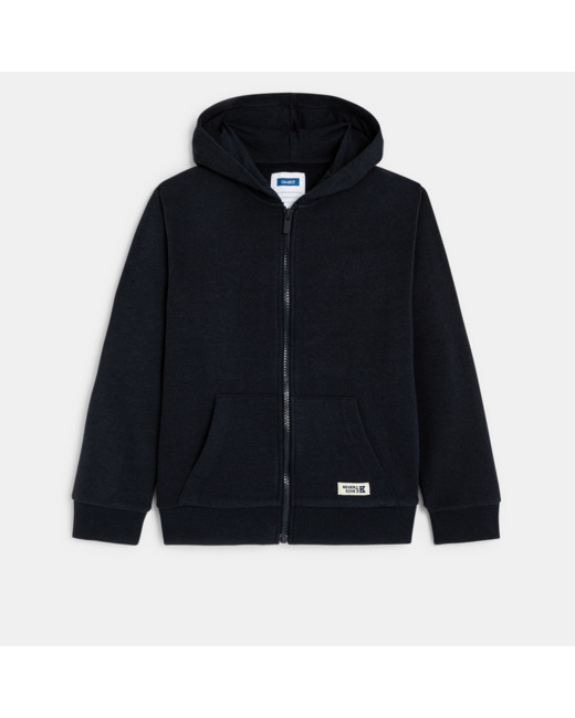 Sweat zippé à capuche bleu garçon