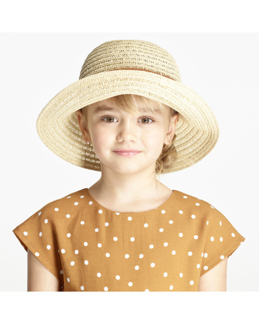 Chapeau de soleil forme cloche beige fille