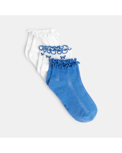Socquettes volantées (lot de 3) bleu fille