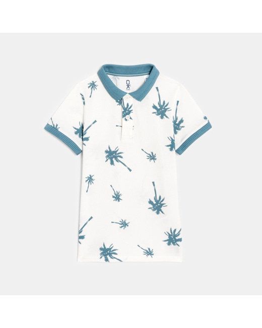 Polo manches courtes imprimé blanc garçon