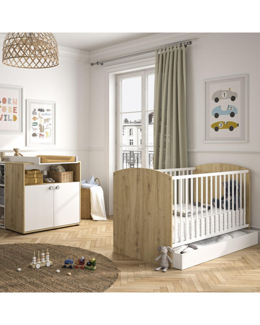 Chambre Duo Arthur Lit bébé évolutif + Commode