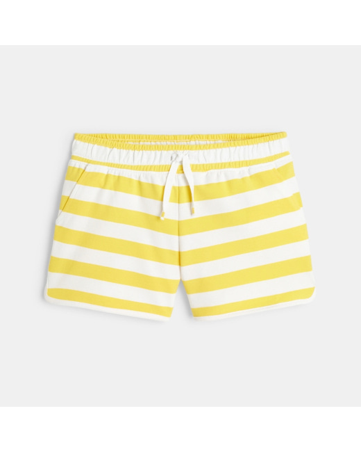 Short en molleton rayé jaune fille