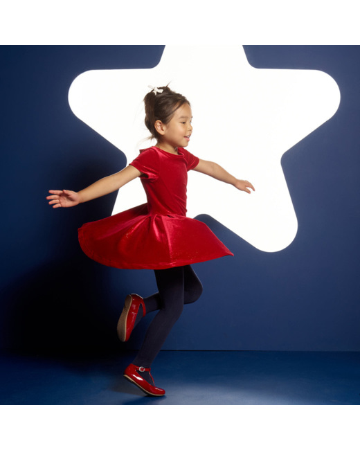 Robe en velours lisse pailleté rouge fille