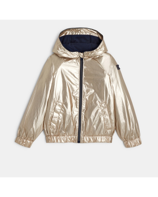 Blouson à effet métallisé jaune fille
