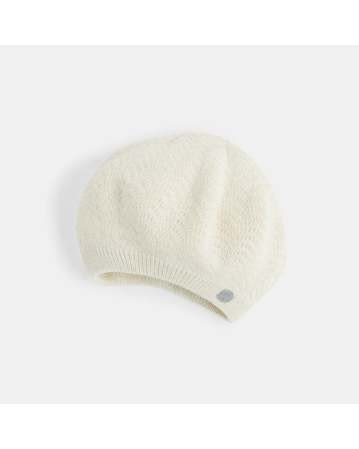 Béret en tricot zig-zag beige fille