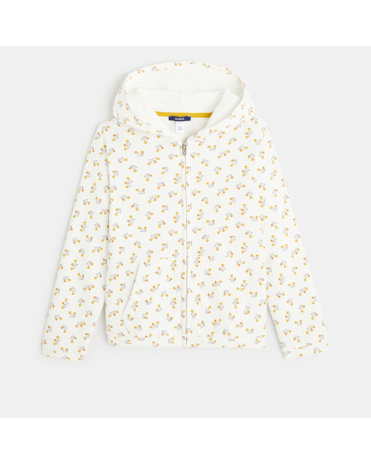 Sweat-shirt zippé imprimé jaune fille