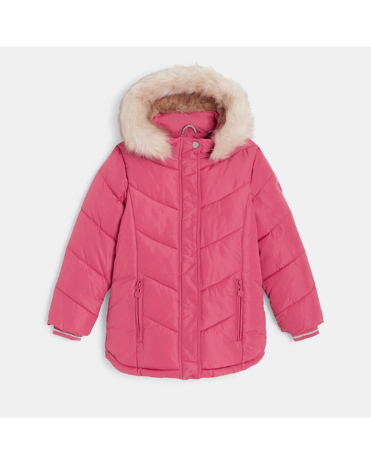 Parka doudoune épaisse à capuche rose fille