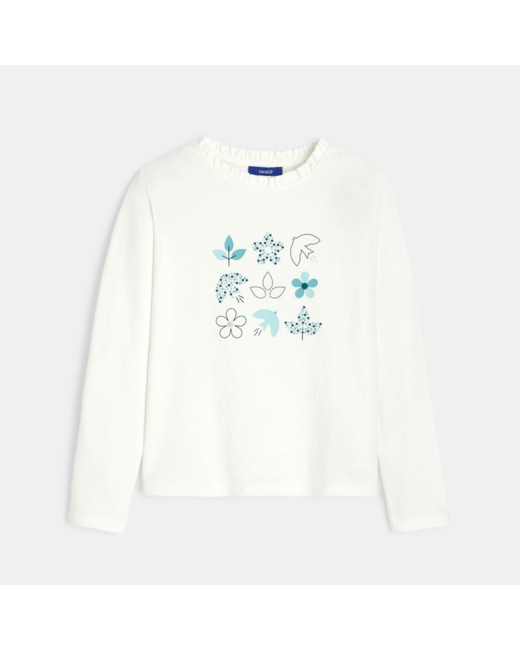 T-shirt manches longues à motifs vert fille