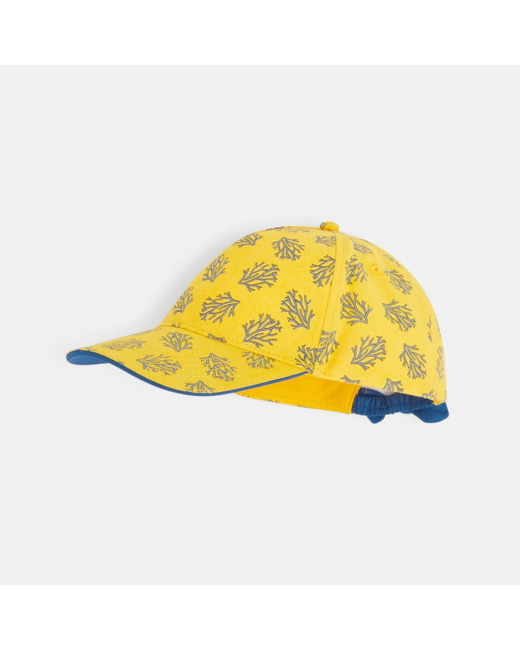 Casquette toile imprimé exotique jaune fille