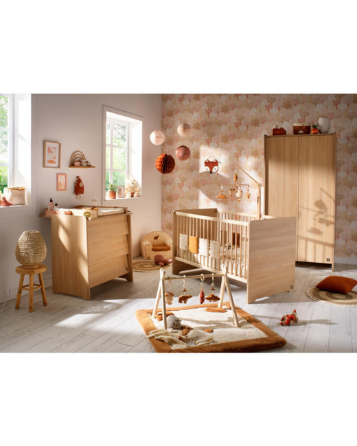 Chambre Trio Cannelle Lit bébé évolutif + Commode + Armoire